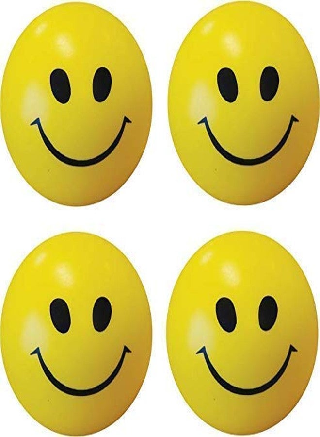 VACHI® Smiley Face Squeeze Yellow Ball Stress Reliver Balls, Smiley Face Squeeze Ball'S for Kids and Adults for Stress'S Relief and Playing (Pack of 4) - Image 1